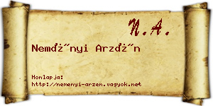 Neményi Arzén névjegykártya